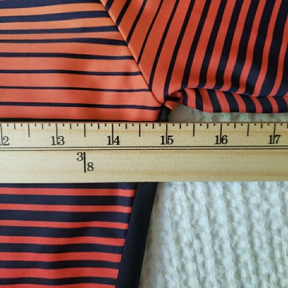 Speedo Long Sleeve Crop Top Navy Orange Striped Women's Size 8 US 10 AUS - Picture 12 of 12